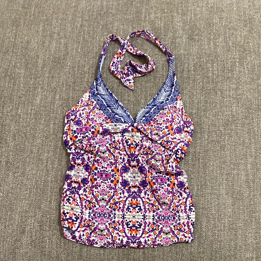 Athleta Pink, Purple, Orange, Blue and White Floral Tankini Size 32D/DD